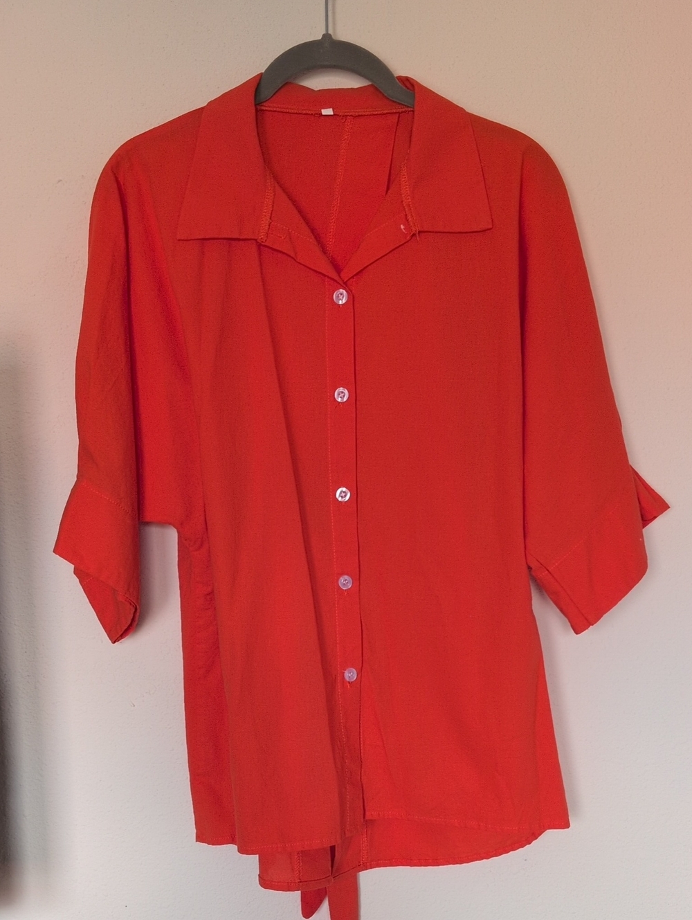 Women's Casual Button-Down Jacket Shirt in Bright Orange